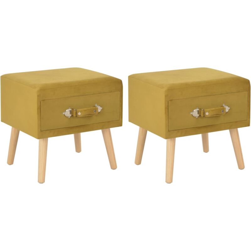 

vidaXL Mesita de Noche 40x35x40 cm Terciopelo Mostaza 2 Unidades - Amarillo