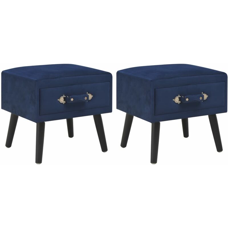 

vidaXL Mesita de Noche 40x35x40 cm Terciopelo Azul 2 Unidades - Azul
