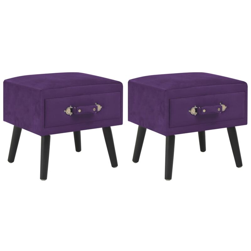 

vidaXL Mesita de Noche 40x35x40 cm Terciopelo Morado Oscuro 2 Unidades - Púrpura