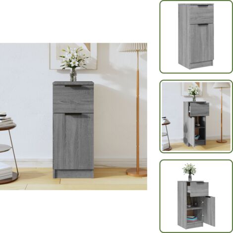 Mesita de noche - vidaXL Aparador de madera contrachapada gris Sonoma 30x30x70 cm - Muebles decorativos