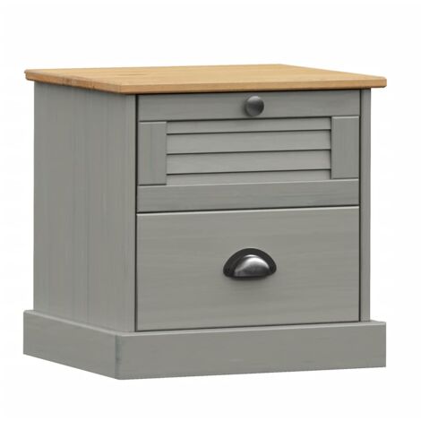 Mesita de noche VIGO madera maciza de pino gris 42x35x42 cm vidaXL