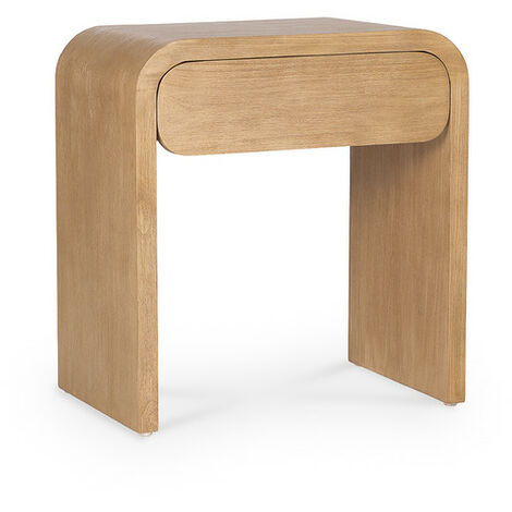 Mesita de noche Wabi Home con diseño curvado