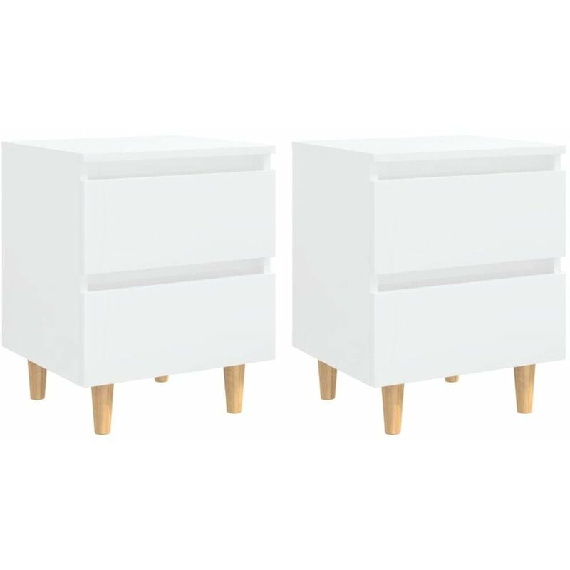

Mesita de noche y patas pino 2 uds blanco con brillo 40x35x50cm