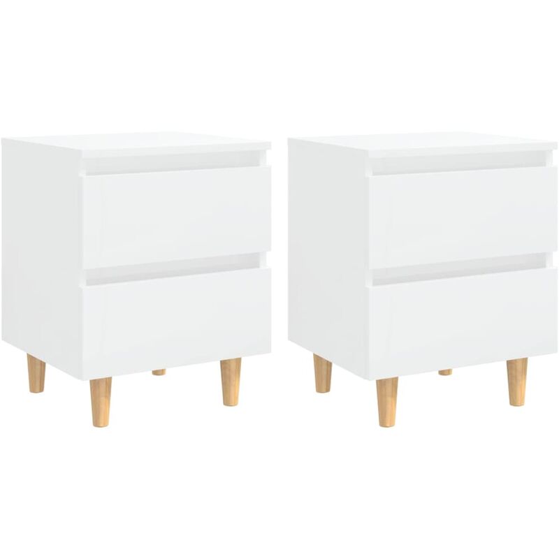 

Mesita de noche y patas pino 2 uds blanco con brillo 40x35x50cm