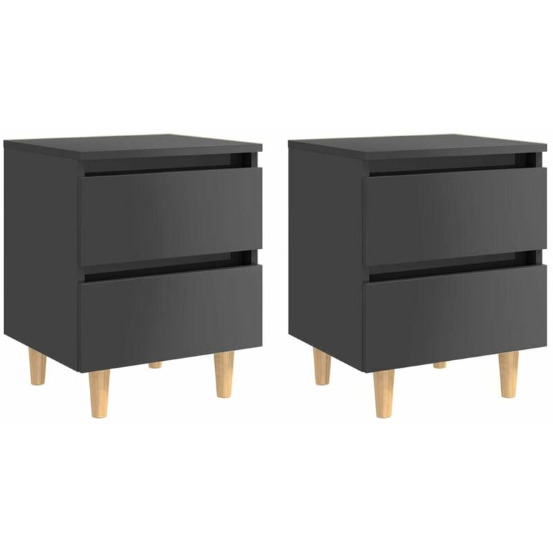 

Mesita de noche y patas pino 2 uds gris con brillo 40x35x50 cm