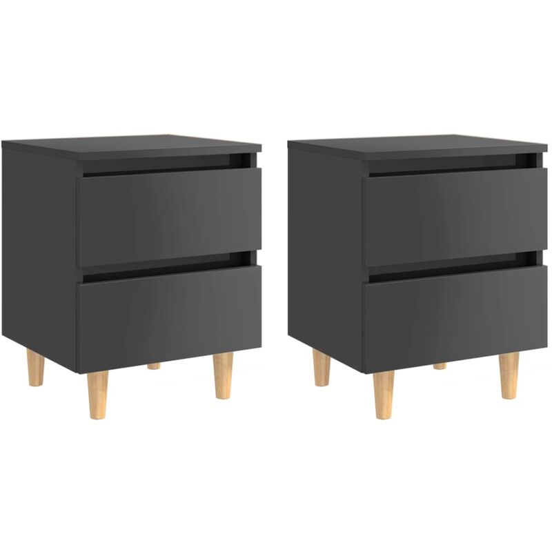 

Mesita de noche y patas pino 2 uds gris con brillo 40x35x50 cm