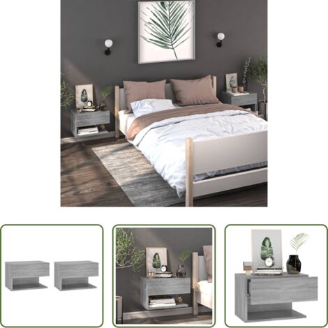 Mesita de pared -  Mesita de noche de pared 2 uds color gris Sonoma