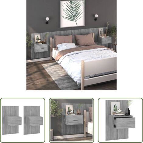 Mesita de pared -  Mesita de noche de pared 2 unidades color gris Sonoma