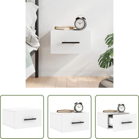Mesita de pared -  Mesita de noche de pared blanco 35x35x20 cm