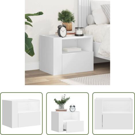 Mesita de pared -  Mesita de noche de pared blanco 45x30x35 cm