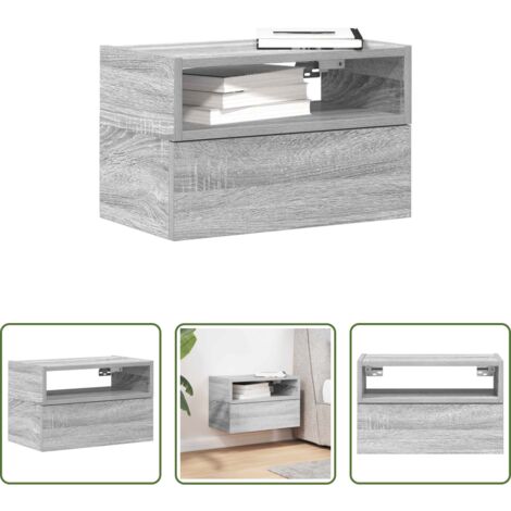 Mesita de pared -  Mesita de noche de pared color gris sonoma 45x26x28,5 cm