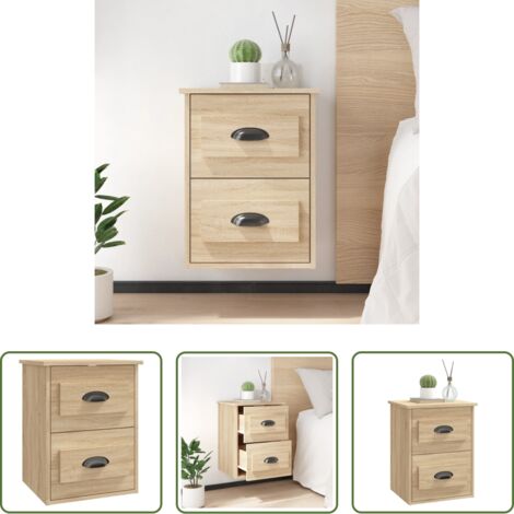 Mesita de pared -  Mesita de noche de pared color roble Sonoma 41,5x36x53 cm