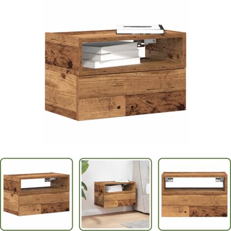 Mesita de pared -  Mesita de noche de pared madera vieja 45x26x28,5 cm
