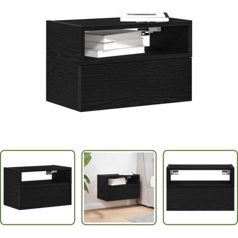 Mesita de pared - Mesita de noche de pared negra 45x26x28,5 cm
