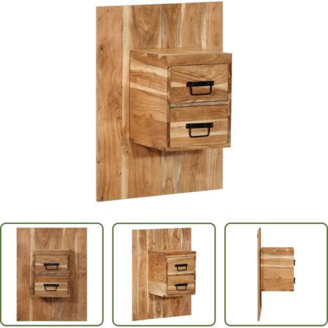 Mesita de pared -  Mesita de noche madera maciza de acacia 60x32x80 cm