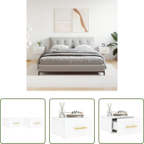 Mesita de pared -  Mesitas de noche de pared 2 uds blanco 35x35x20 cm