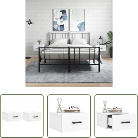 Mesita de pared -  Mesitas de noche de pared 2 uds blanco 35x35x20 cm