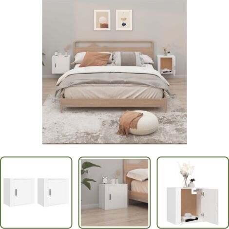 Mesita de pared -  Mesitas de noche de pared 2 uds blanco 50x30x47 cm