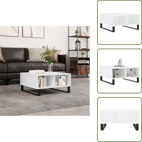 Mesita de salón - vidaXL Mesa de centro madera de ingeniería blanco 60x60x30 cm - Mesa auxiliar