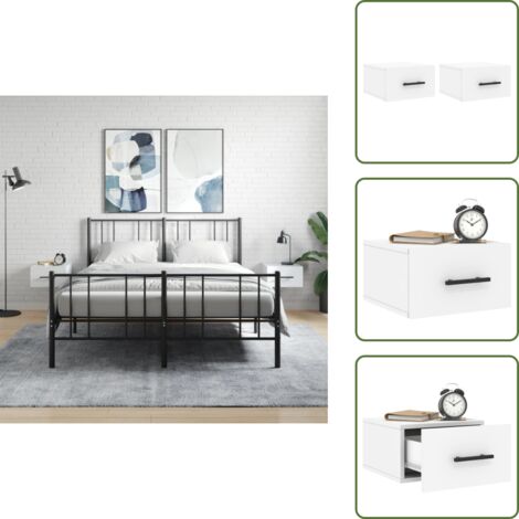 Mesita decorativa - vidaXL Mesitas de noche de pared 2 uds blanco 35x35x20 cm - Mesita auxiliar