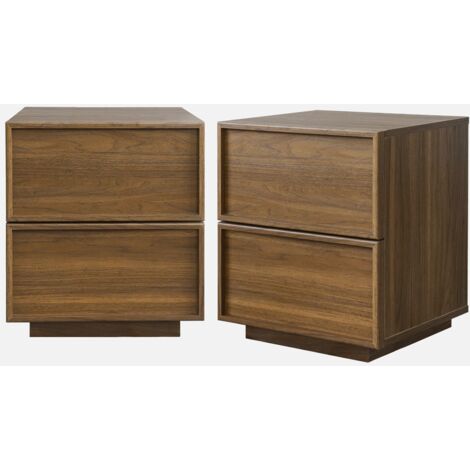 Mesita efecto madera 2 cajones, set de 2