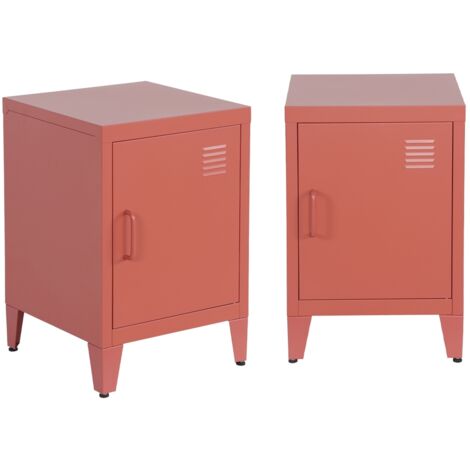 Mesita industrial con 1 puerta, set de 2