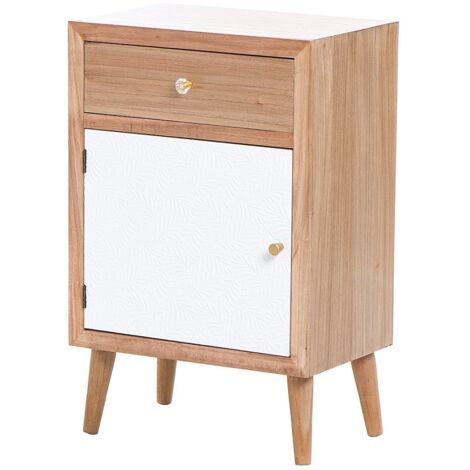 Mesita Madera Talla 1 Cajon 46x30x71 Cm - Natural / Blanco