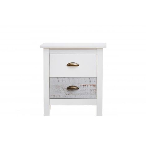 Mesita modelo Amor 2 cajones acabado blanco, 46 cm (Ancho) 35 cm (Fondo) 49.50 cm (Alto