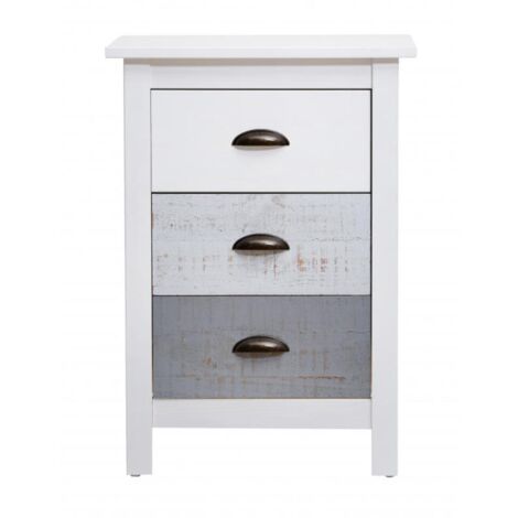 Mesita modelo Amor 3 cajones acabado blanco, 46 cm (Ancho) 35 cm (Fondo) 65 cm (Alto