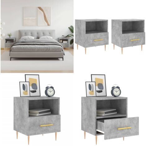 Mesita noche 2 uds madera ingeniería gris hormigón 40x35x47,5cm - Madera de ingeniería - Almacenamiento