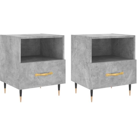 Mesita noche 2 uds madera ingeniería gris hormigón 40x35x47,5cm vidaXL