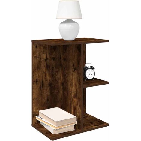 Mesita noche 2 uds madera ingeniería roble ahumado 46,5x29x61cm