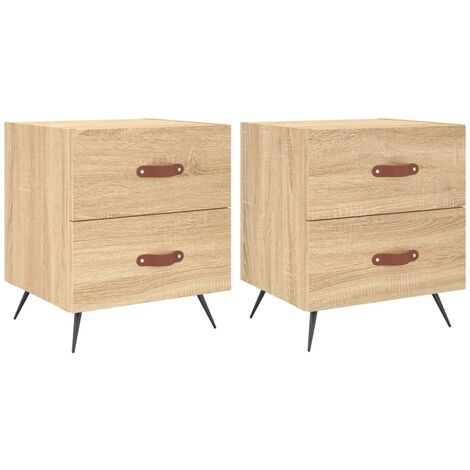 Mesita noche 2 uds madera ingeniería roble Sonoma 40x35x47,5 cm vidaXL