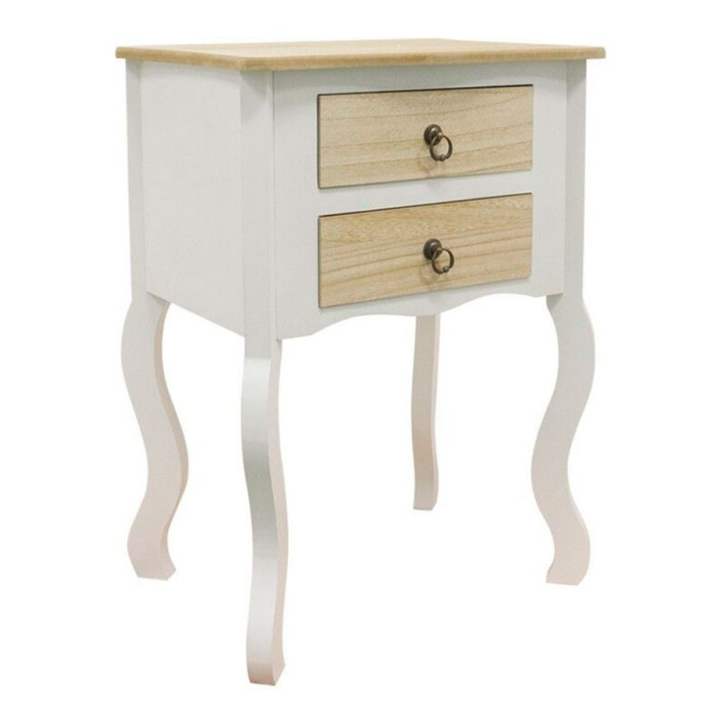 

Mesas Auxiliares - Mesita Noche Cabriole 2 Cajones 50 cm - Madera Natural