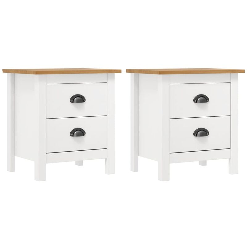 

Mesita noche Hill Range 2 uds madera pino blanco 46x35x49,5 cm