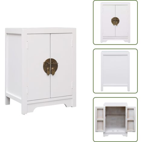 Mesita para el teléfono - vidaXL Mesita de noche madera de Paulownia blanco 38x28x52 cm - Muebles decorativos