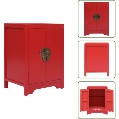 Mesita para el teléfono - vidaXL Mesita de noche madera de Paulownia rojo 38x28x52 cm - Muebles decorativos