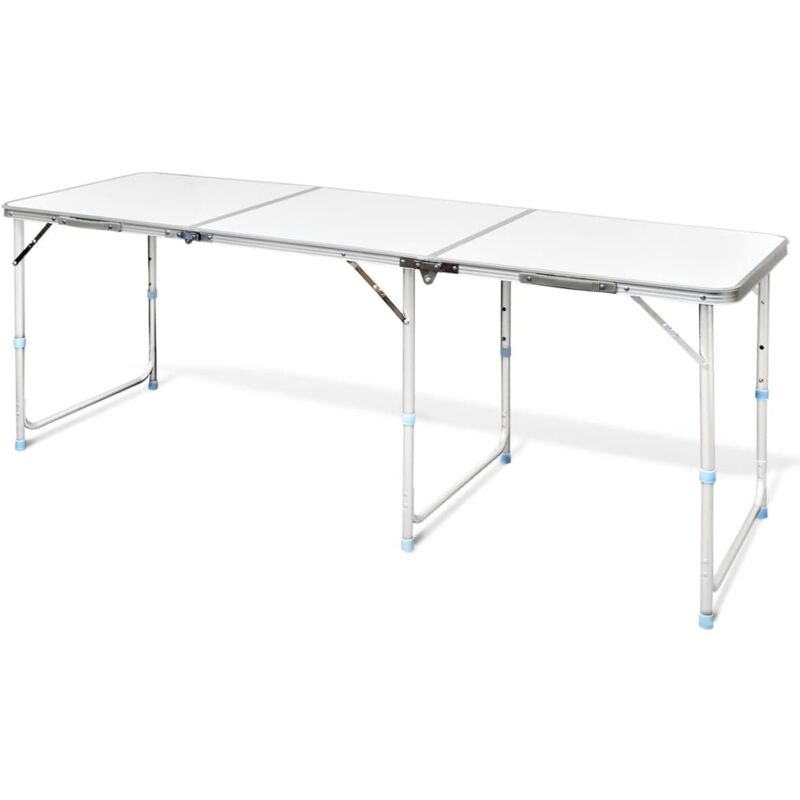 

vidaXL Mesita Plegable Picnic Portátil Mesa Camping Jardín Aluminio 180x60 cm - Blanco
