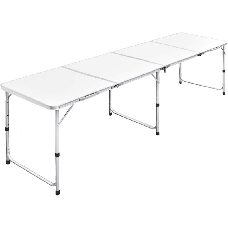 

vidaXL Mesita Plegable Picnic Portátil Mesa Camping Jardín Aluminio 240x60 cm - Blanco