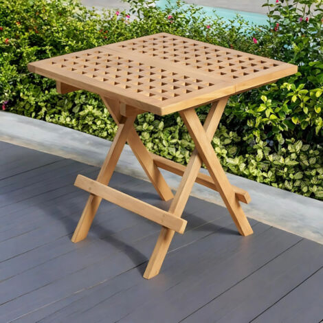 Mesita plegable de teca maciza 50 cm Asya