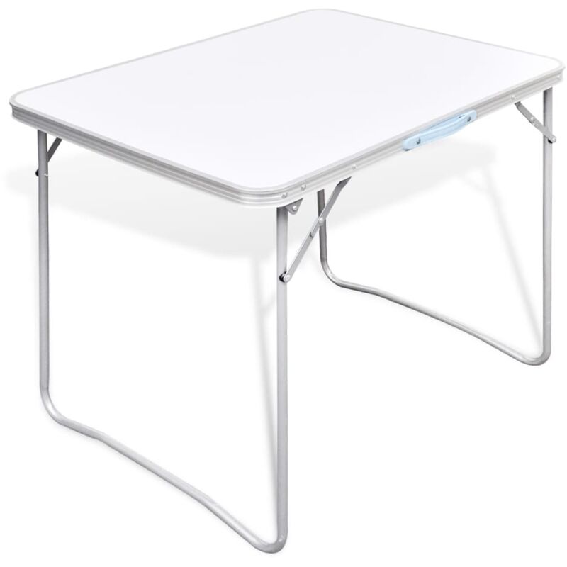 

Vidaxl - Mesita plegable para camping con estructura de metal, 80 x 60 cm - Blanco