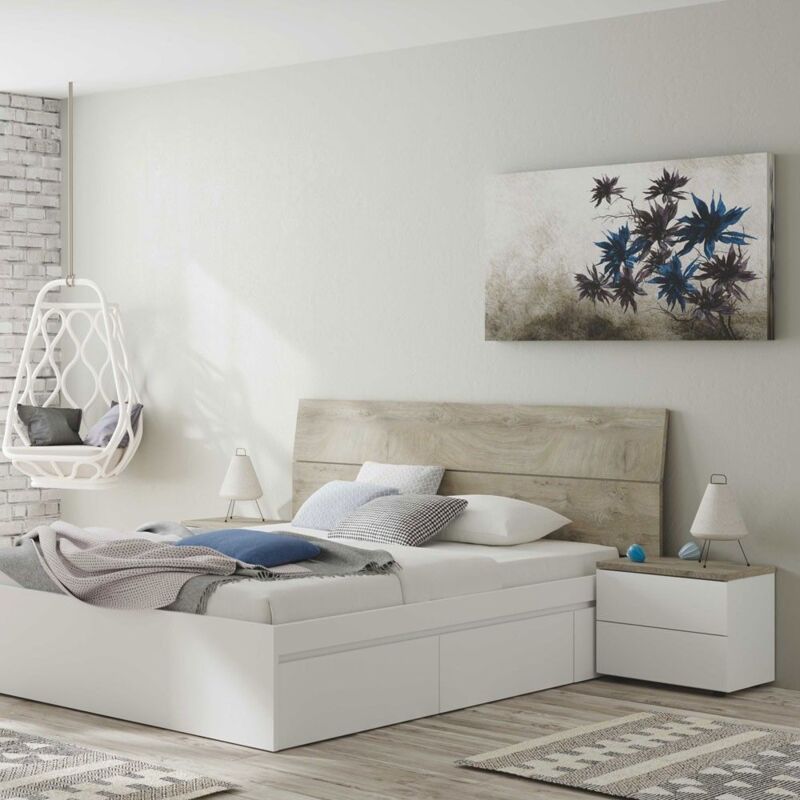 Tête de lit avec 2 tables de chevet - Hauteur 96 x Longueur 256 x Profondeur 34 cm