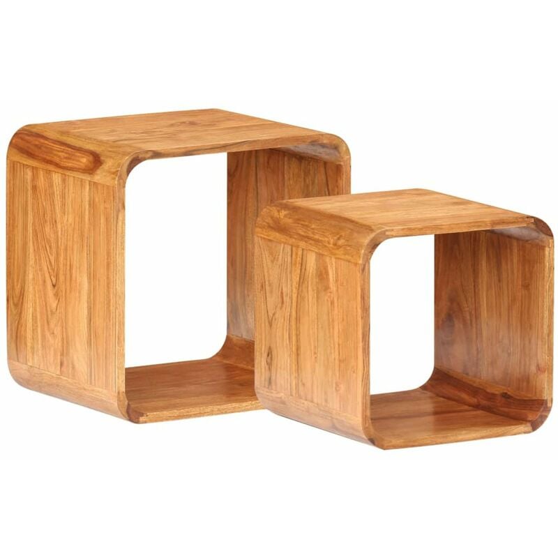 

Mesitas auxiliares 2 piezas madera de acacia acabado sheesham