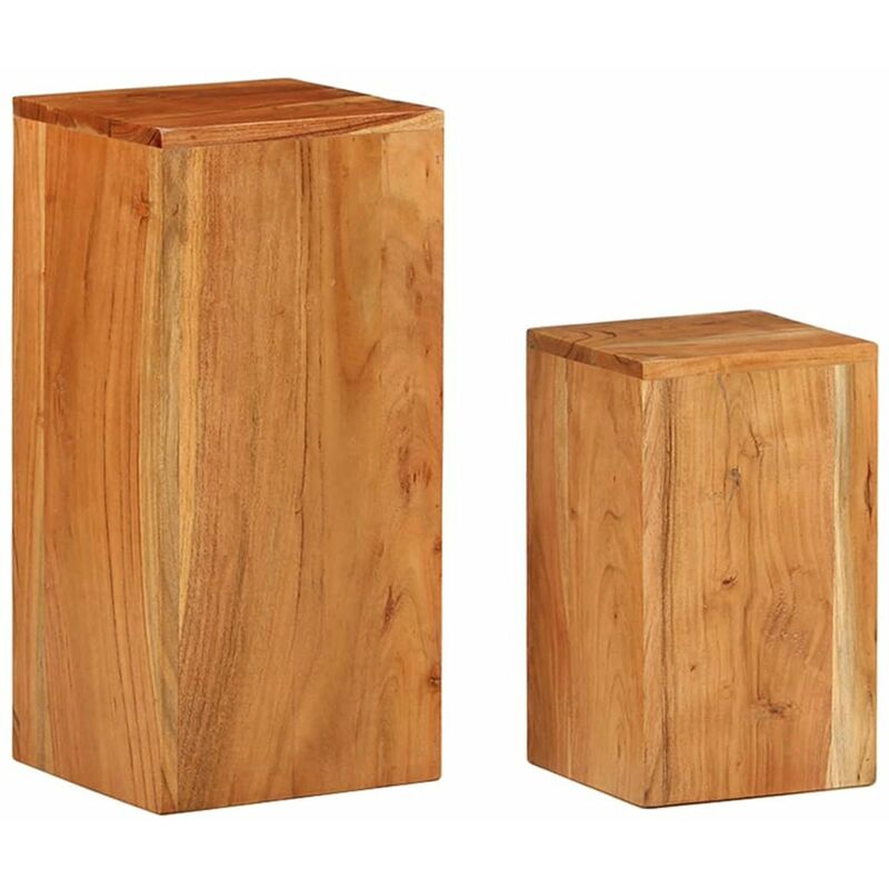 

Happyshopping - Mesitas auxiliares 2 unidades madera maciza de acacia
