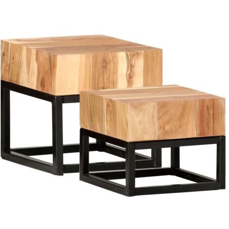 Mesitas auxiliares 2 unidades madera maciza de acacia