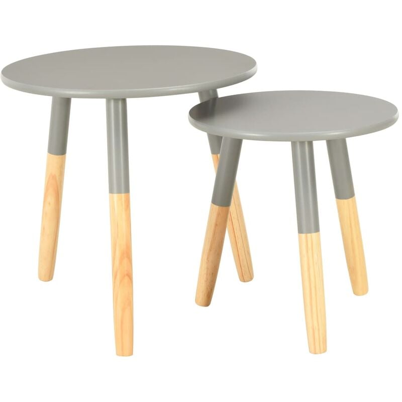 

vidaXL Mesitas auxiliares 2 unidades madera maciza de pino gris - Gris