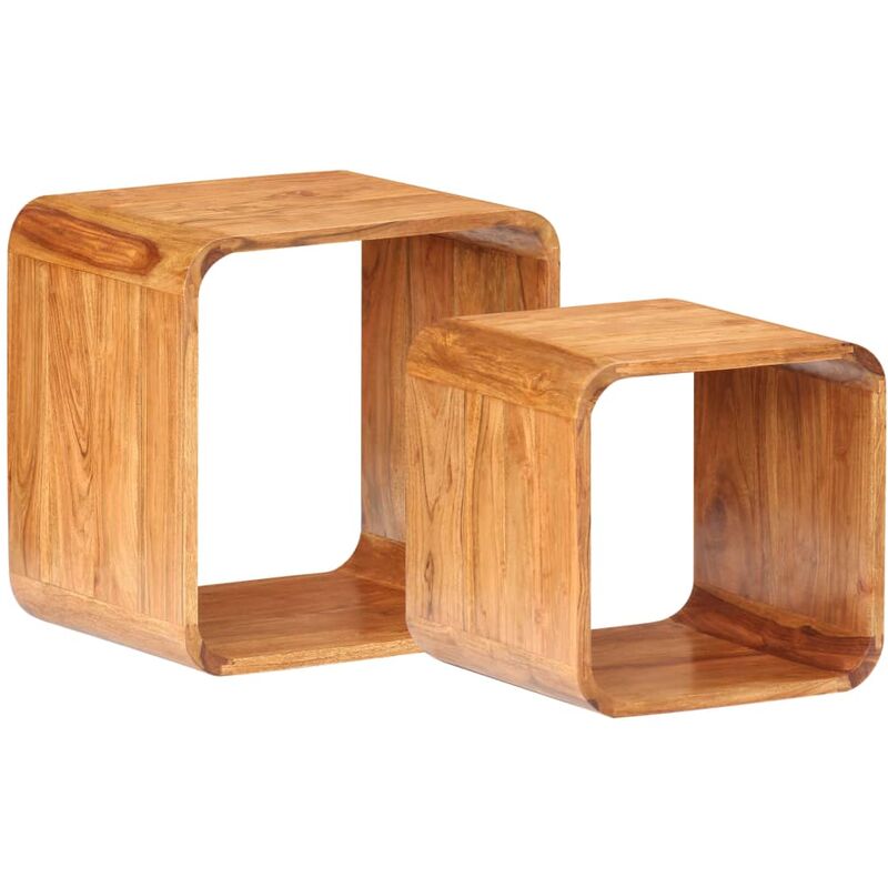 

vidaXL Madera de Acacia Acabado Sheesham Mesitas Auxiliares 2 Piezas - Marrón