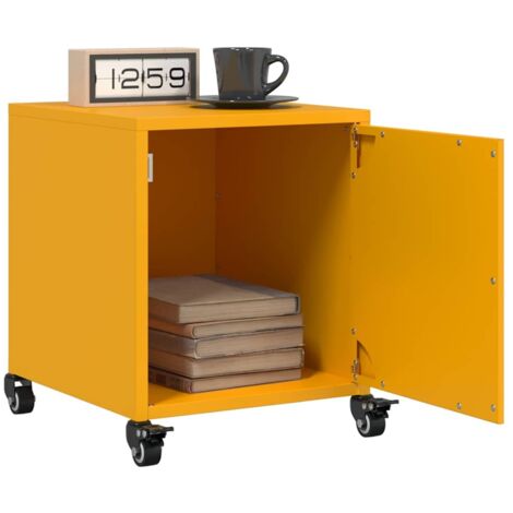Mesitas de noche 2 uds acero amarillo mostaza 36x39x43,5 cm
