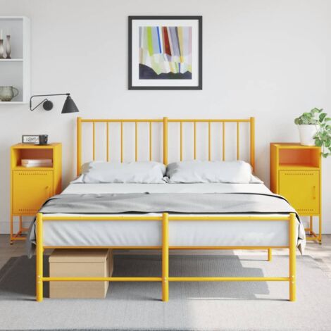 Mesitas de noche 2 uds acero amarillo mostaza 36x39x78 cm vidaXL