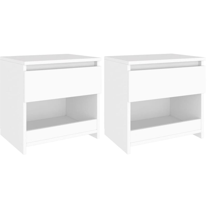 

Mesitas de noche 2 uds aglomerado blanco 40x30x39 cm